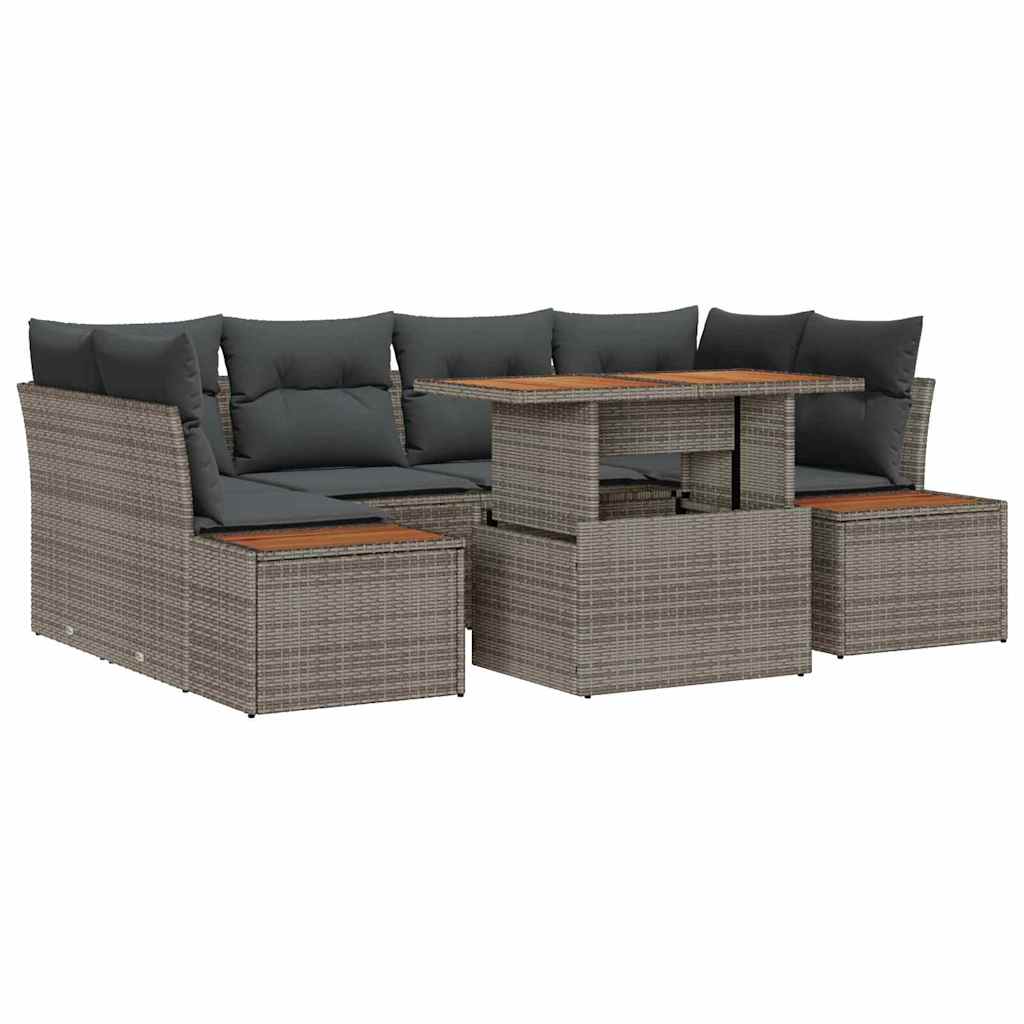 Ensemble de canapé de jardin 7 pcs Gris Poly rotin - XIOS