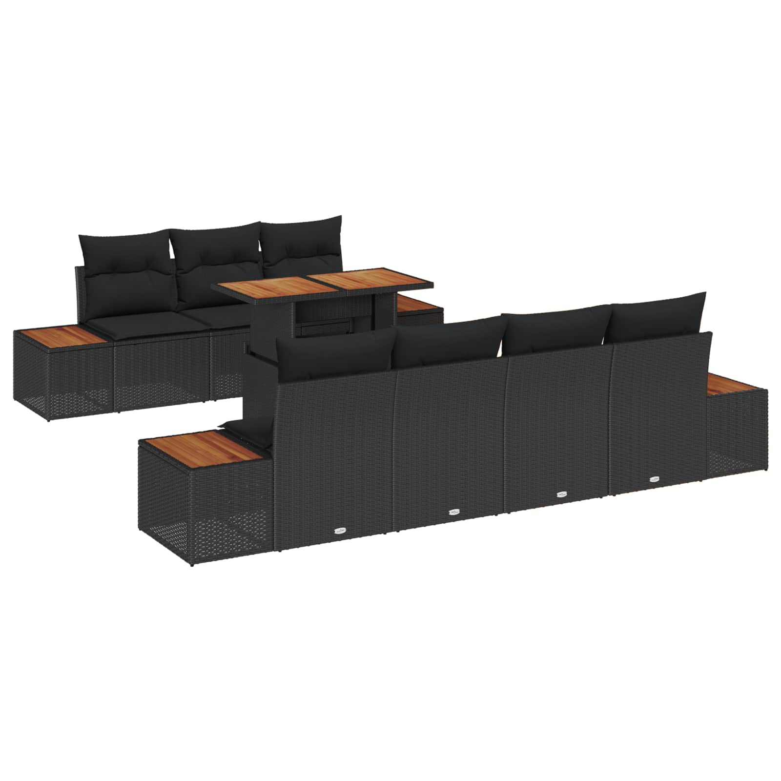 Ensemble de canapé de jardin 8 pcs Noir Poly rotin