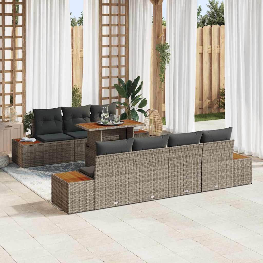 Ensemble de canapé de jardin 8 pcs Gris Poly rotin - XIOS