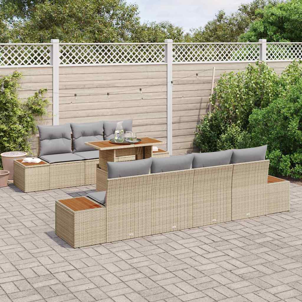 Ensemble de canapé de jardin 8 pcs Beige Poly rotin - XIOS