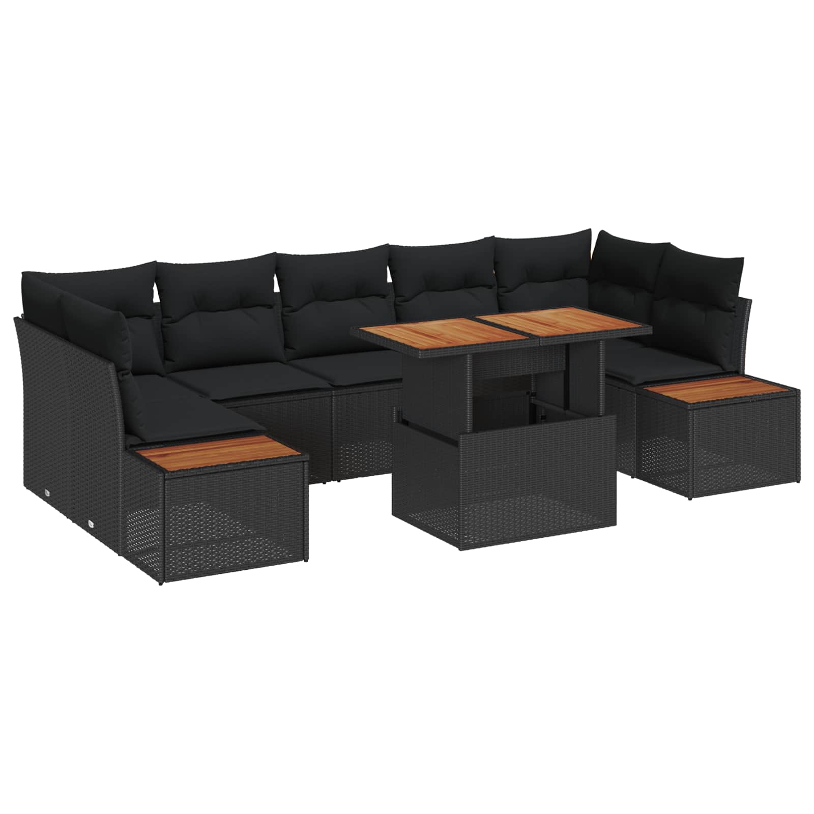 Ensemble de canapé de jardin 8 pcs Noir Poly rotin - XIOS