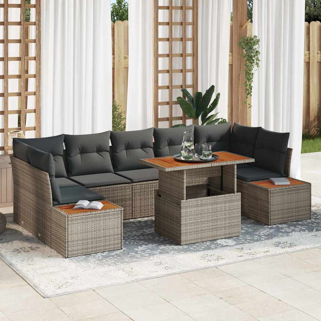 Ensemble de canapé de jardin 8 pcs Gris Poly rotin - XIOS