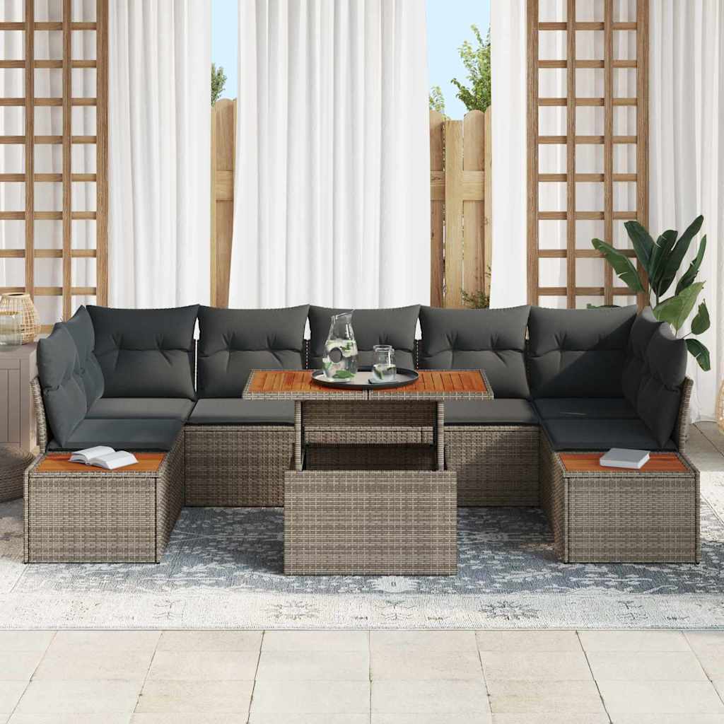 Ensemble de canapé de jardin 8 pcs Gris Poly rotin - XIOS