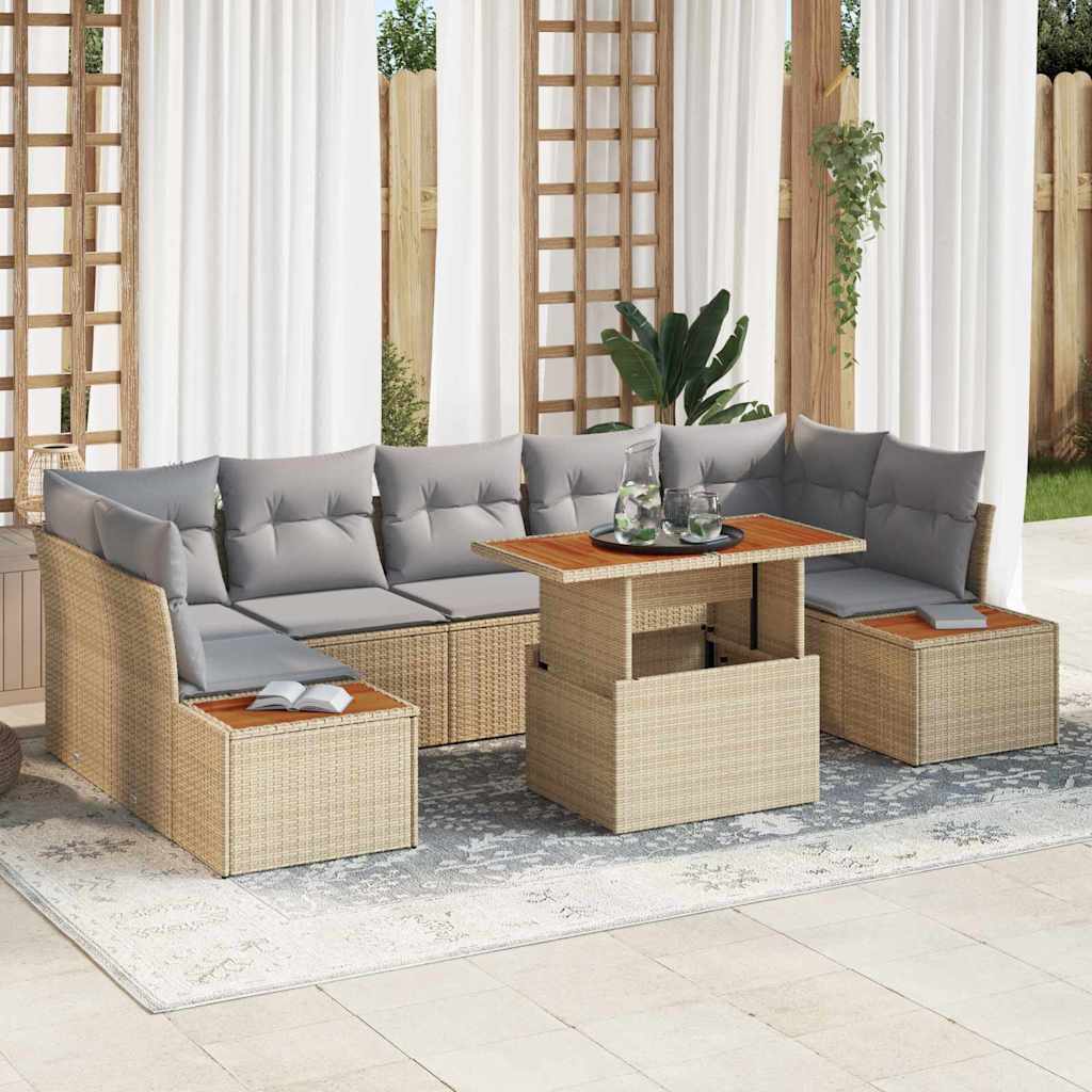 Ensemble de canapé de jardin 8 pcs Beige Poly rotin - XIOS