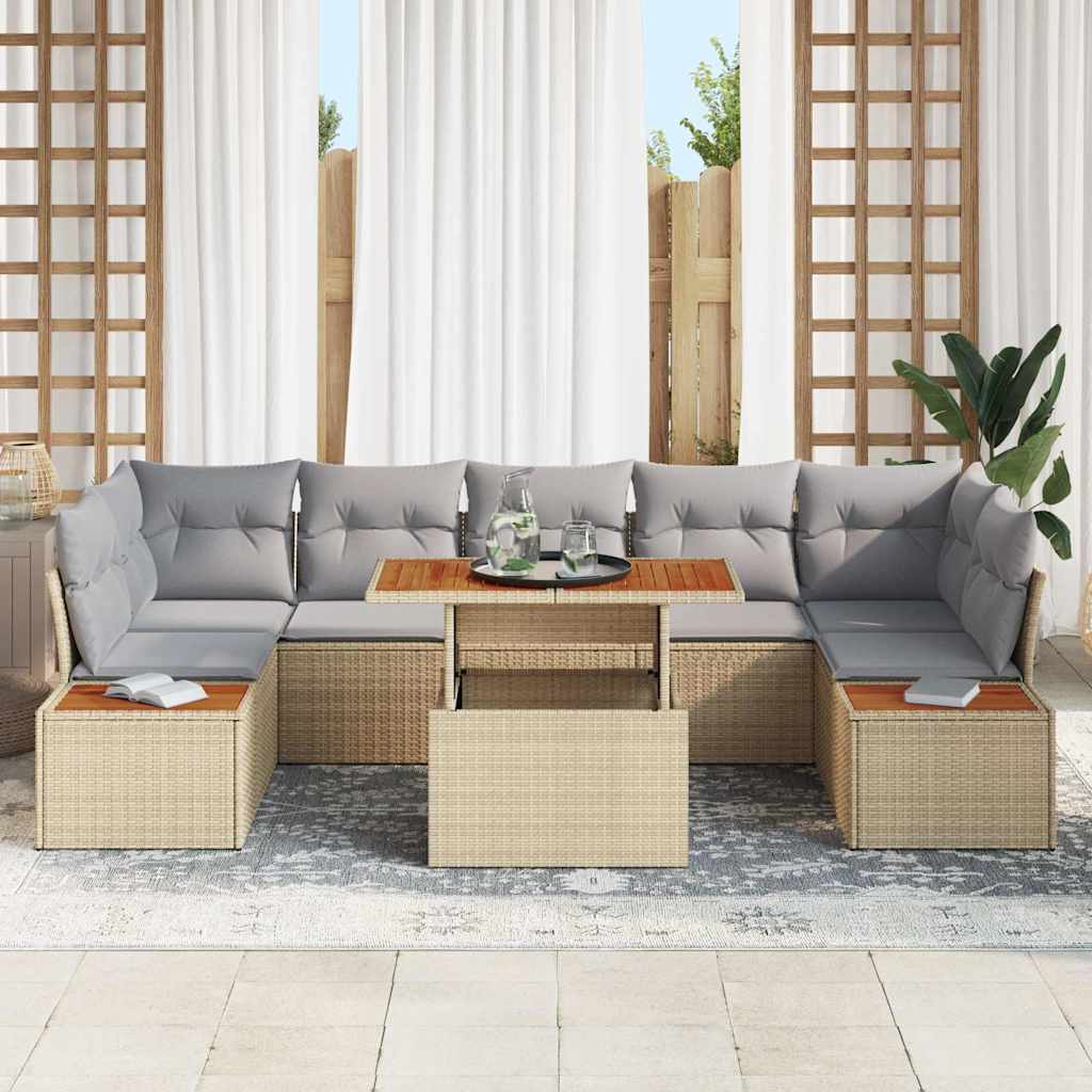 Ensemble de canapé de jardin 8 pcs Beige Poly rotin - XIOS