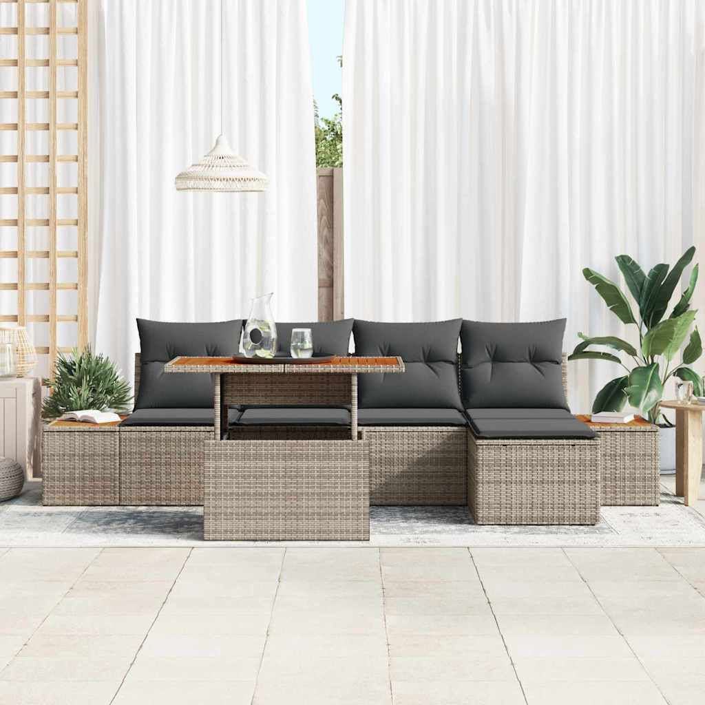 Ensemble de canapé de jardin 6 pcs Gris Poly rotin - XIOS