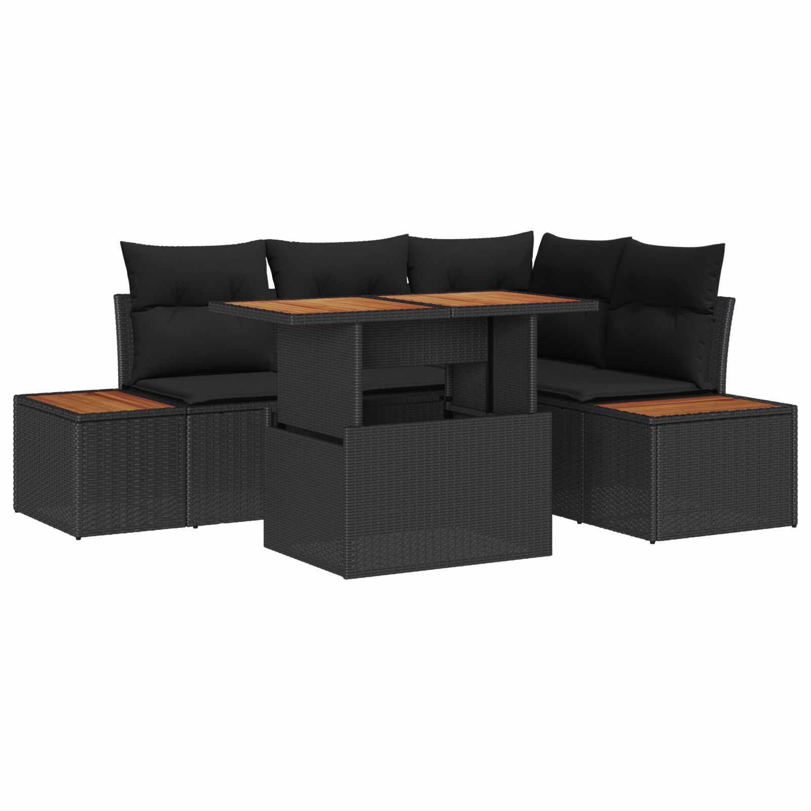 Ensemble de canapé de jardin 5 pcs Noir Poly rotin - XIOS