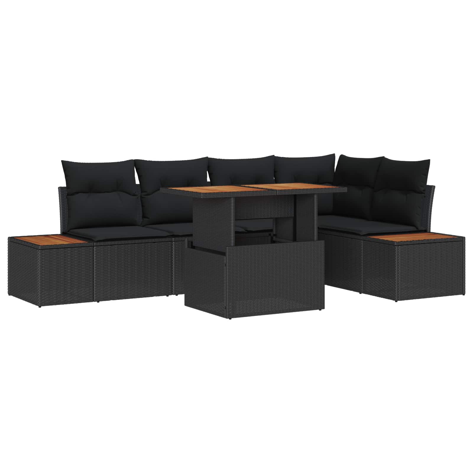Ensemble de canapé de jardin 6 pcs Noir Poly rotin - XIOS