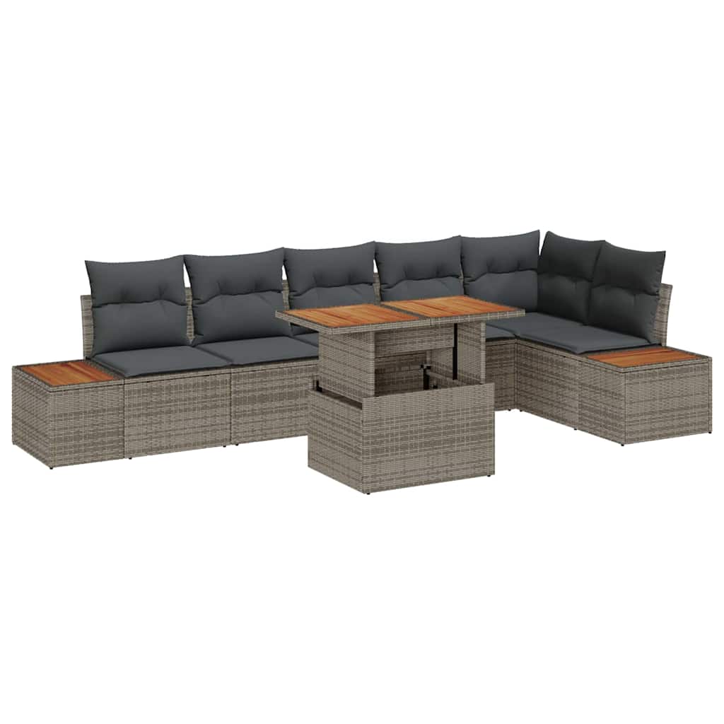 Ensemble de canapé de jardin 7 pc Gris Poly rotin