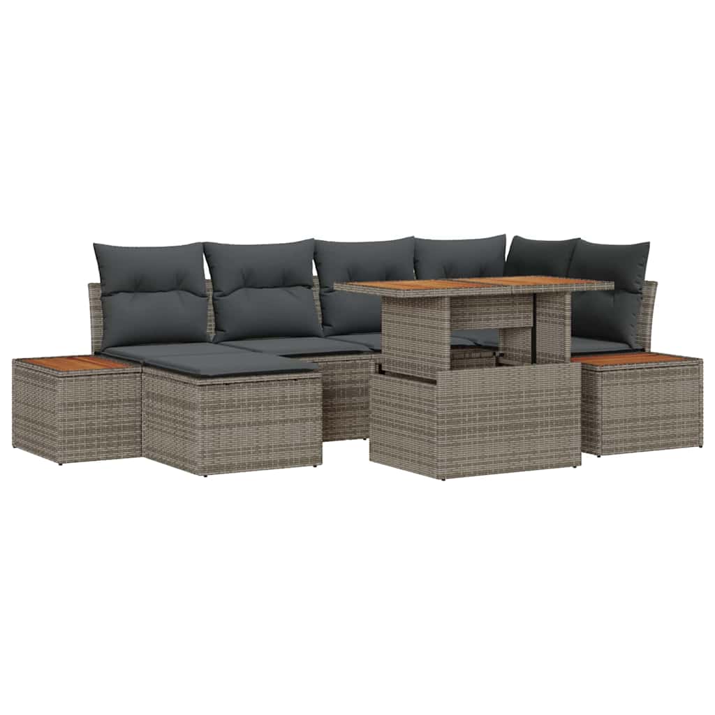 Ensemble de canapé de jardin 7 pc Gris Poly rotin