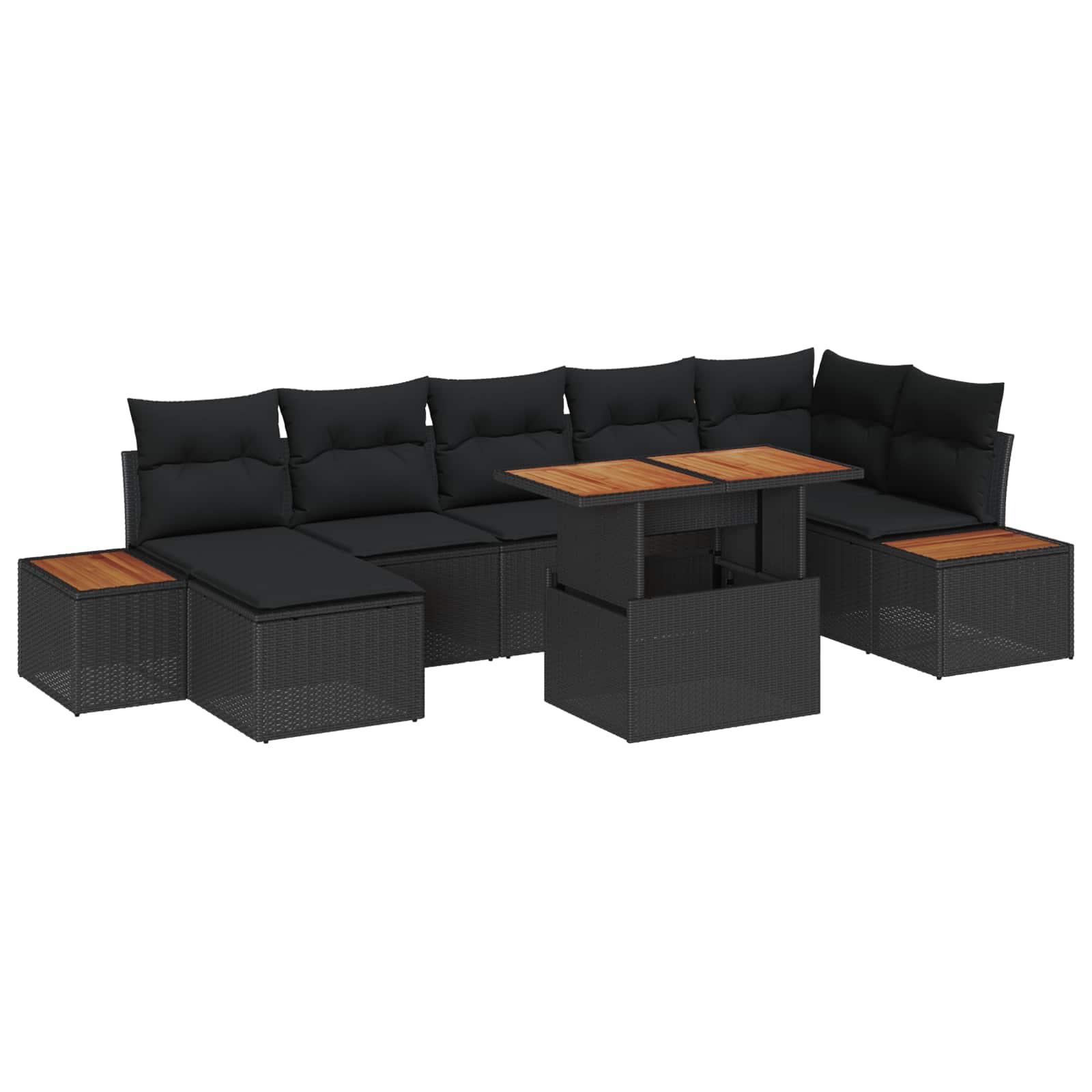 Ensemble de canapé de jardin 8 pcs Noir Poly rotin - XIOS