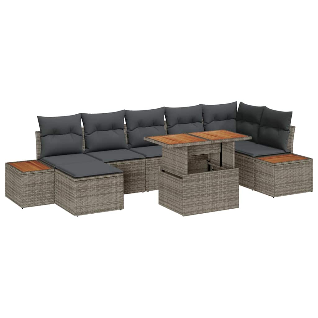Ensemble de canapé de jardin 8 pcs Gris Poly rotin - XIOS