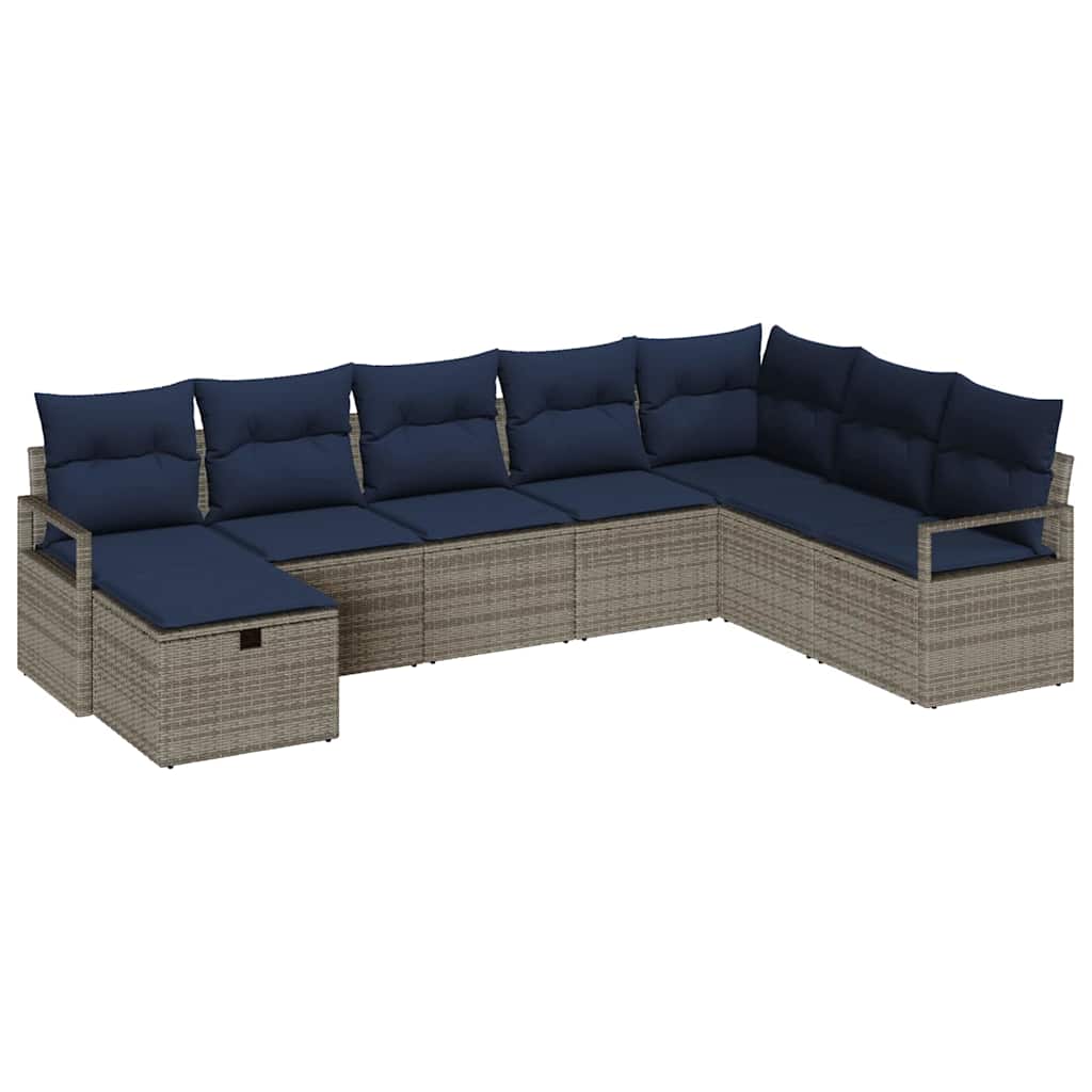 Ensemble de Canapés avec coussin 8 pcs Gris polyrotin - XIOS