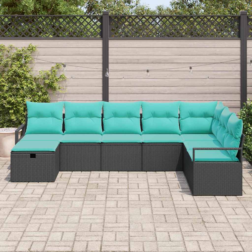 Ensemble de Canapés avec coussin 8 pcs Noir polyrotin - XIOS