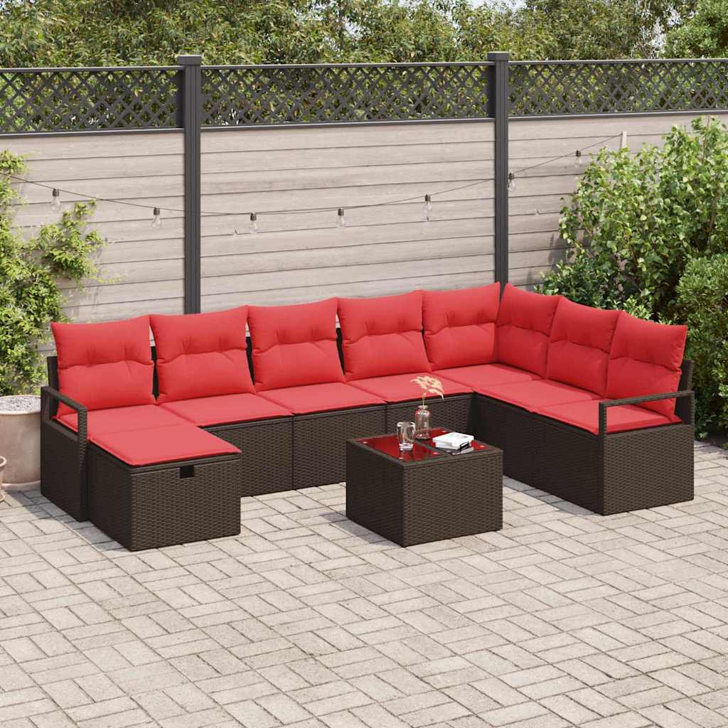 Ensemble de Canapés avec coussin 9 pcs Marron polyrotin - XIOS