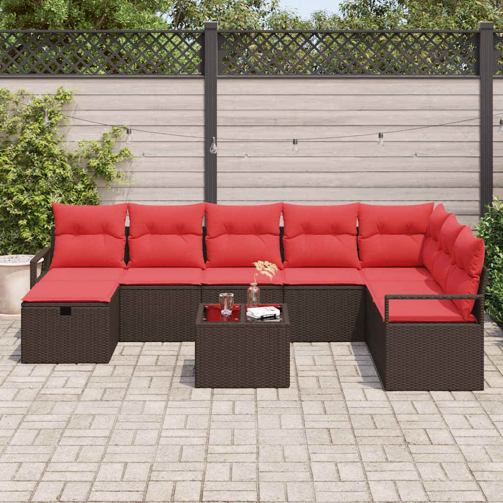Ensemble de Canapés avec coussin 9 pcs Marron polyrotin - XIOS