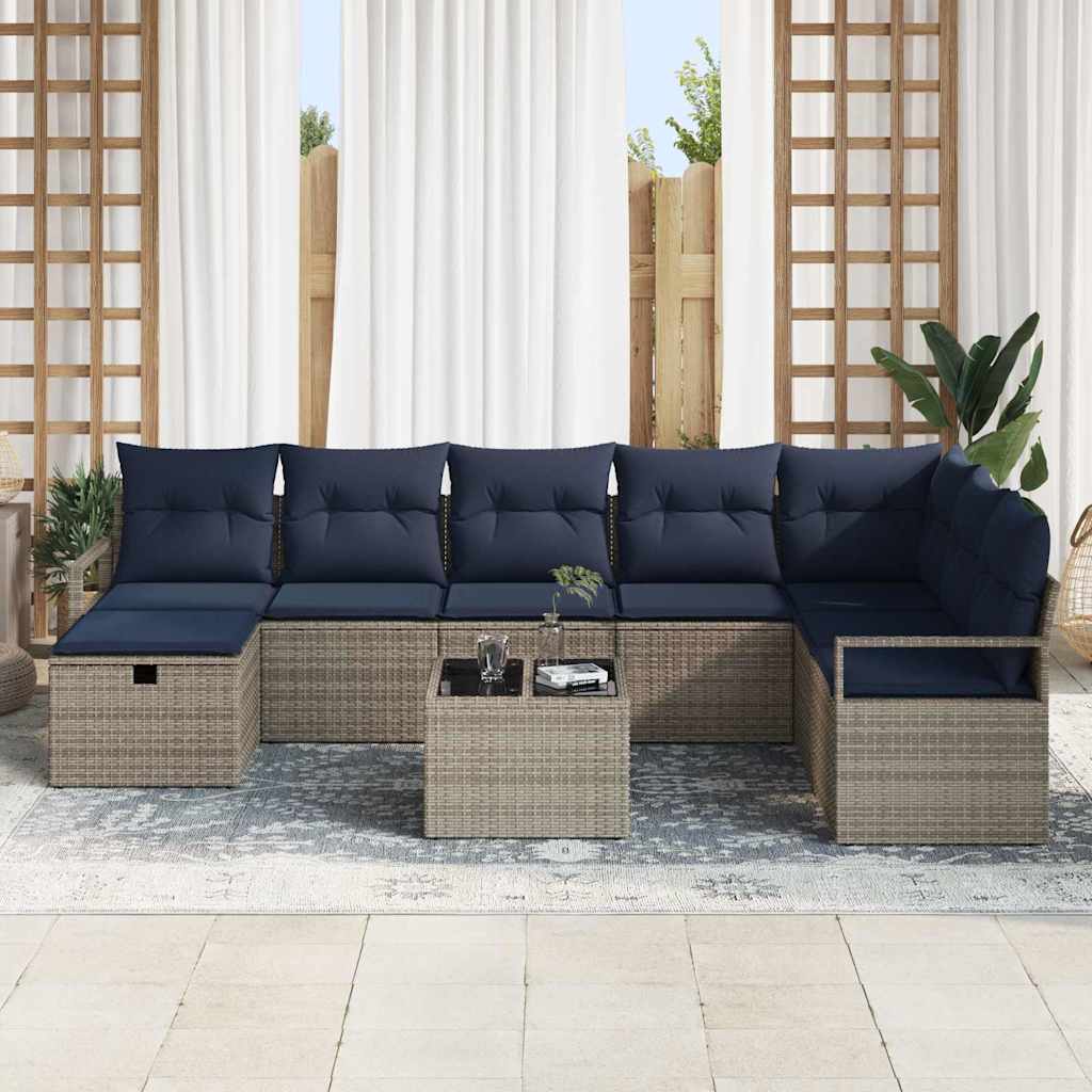 Ensemble de Canapés avec coussin 9 pcs Gris polyrotin - XIOS