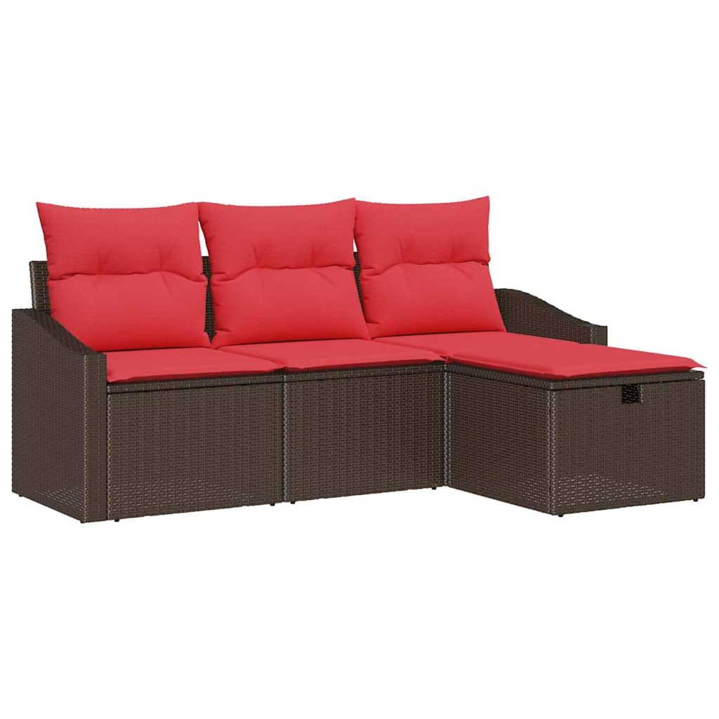Ensemble de Canapés 4 pc Marron Poly rotin