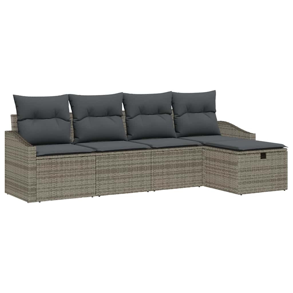 Ensemble de Canapés avec coussin 5 pcs Gris polyrotin - XIOS