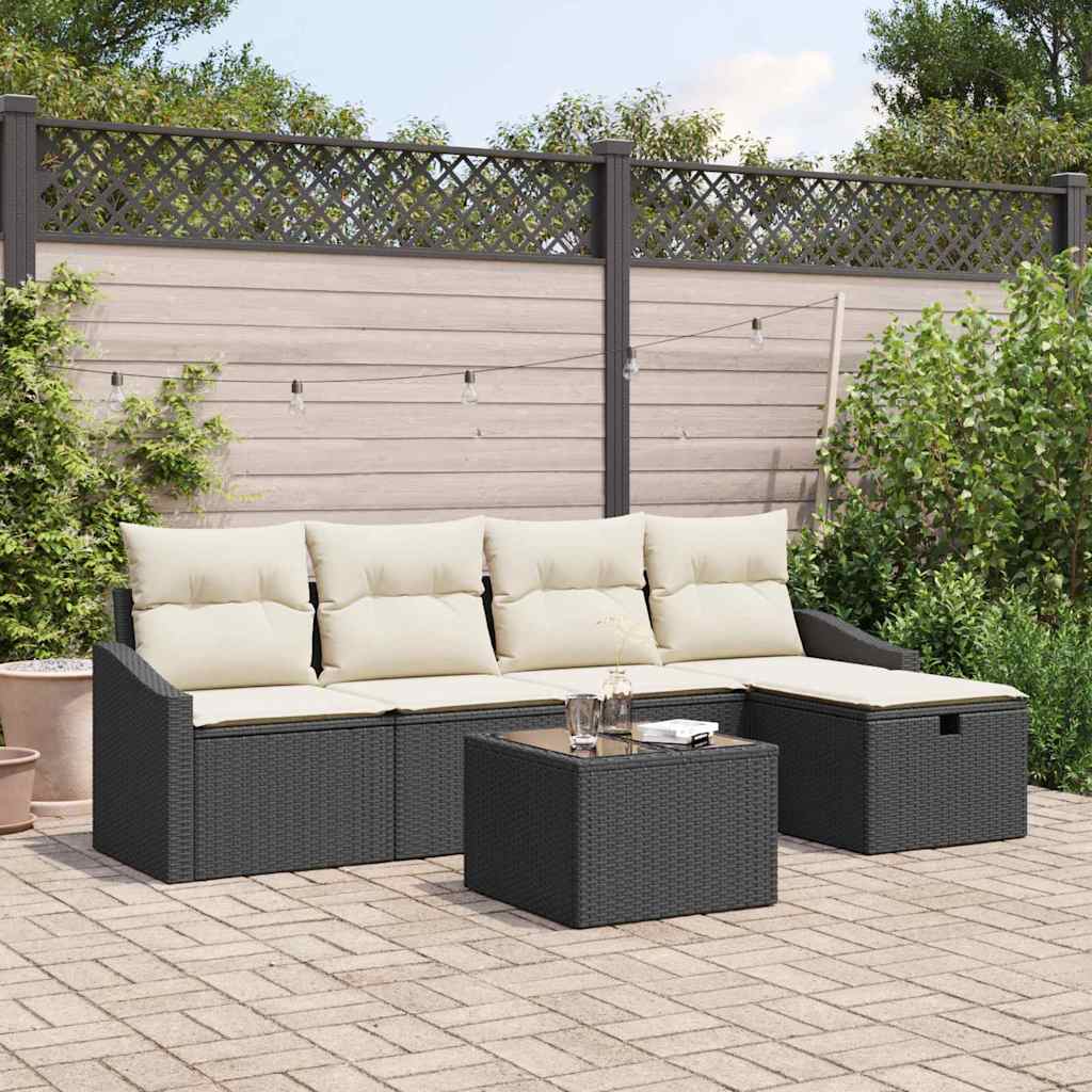 Ensemble de Canapés avec coussin avec stockage Noir polyrotin - XIOS