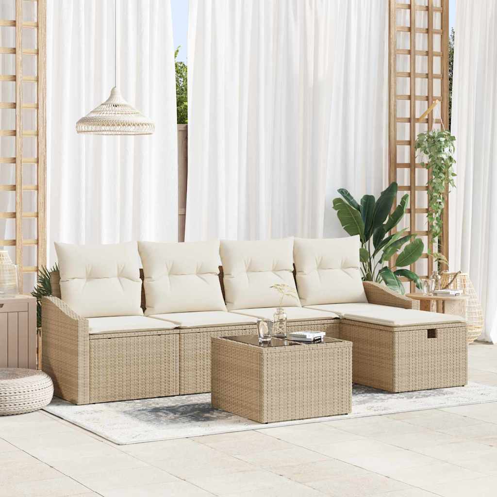 Ensemble de Canapés avec coussin avec stockage Beige polyrotin