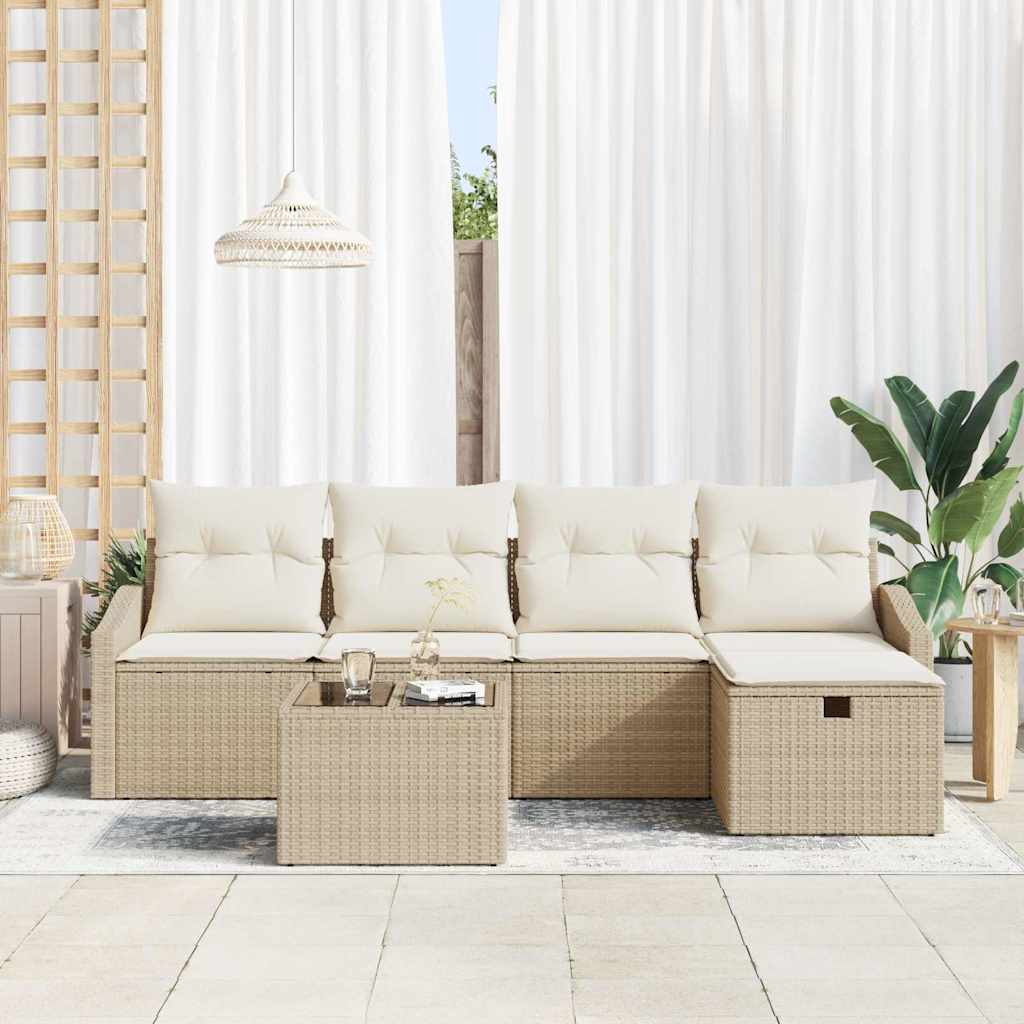 Ensemble de Canapés avec coussin avec stockage Beige polyrotin