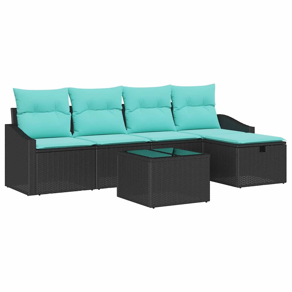 Ensemble de Canapés avec coussin 6 pcs Noir polyrotin - XIOS