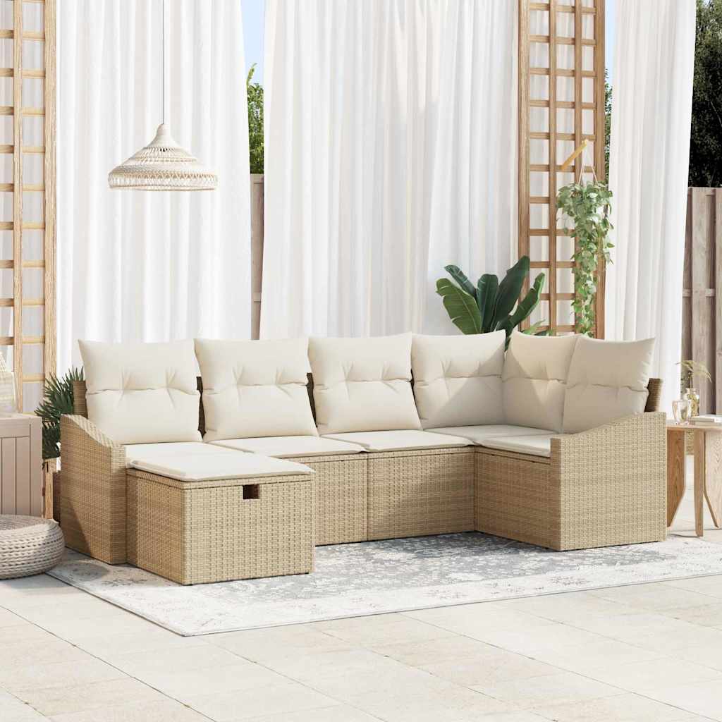 Ensemble de Canapés avec coussin Beige et crème polyrotin