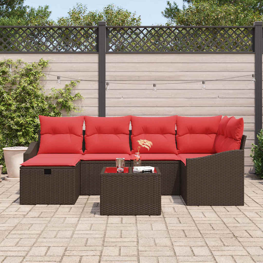 Ensemble de Canapés avec coussin avec stockage Marron polyrotin