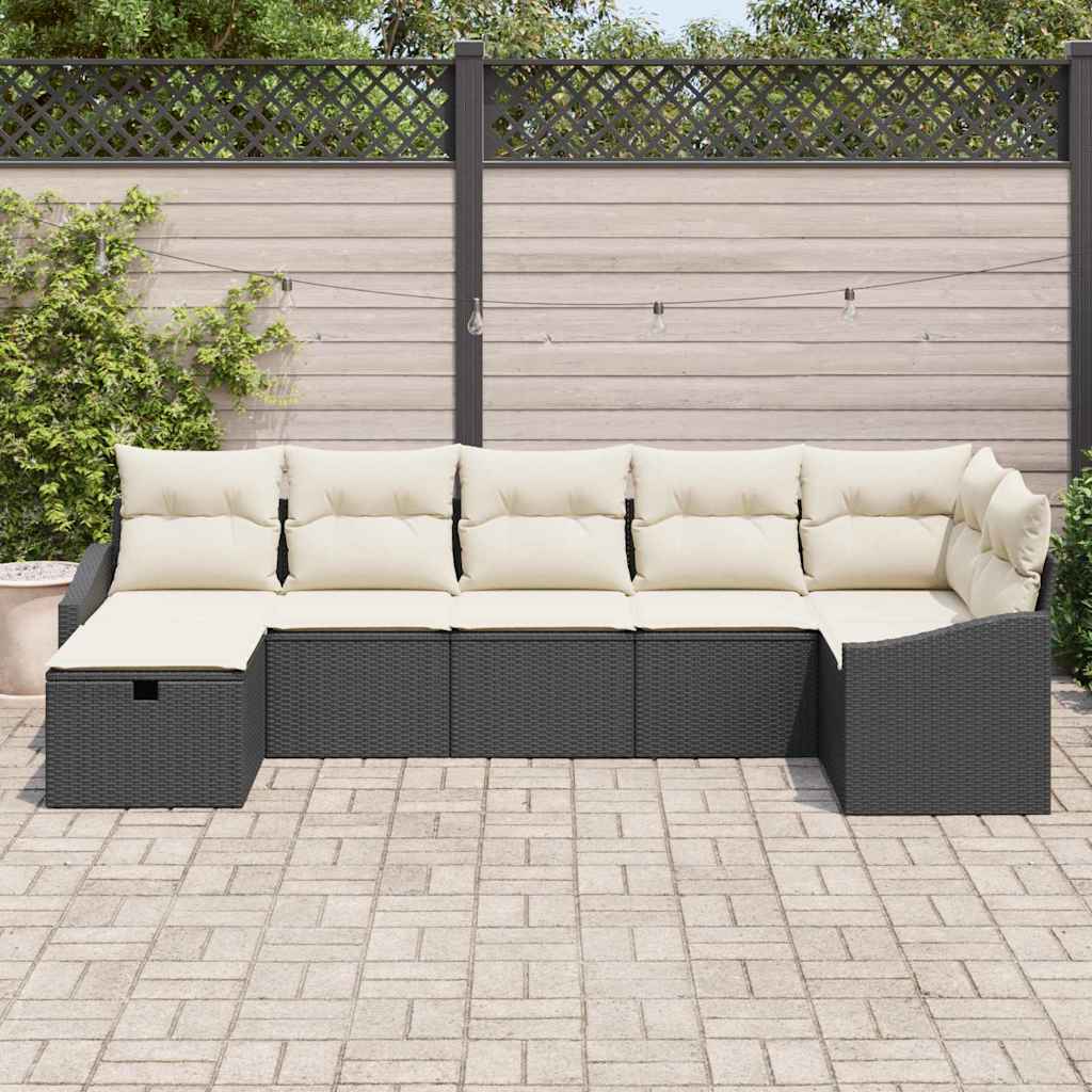 Ensemble de Canapés avec coussin 7 pcs Noir polyrotin - XIOS