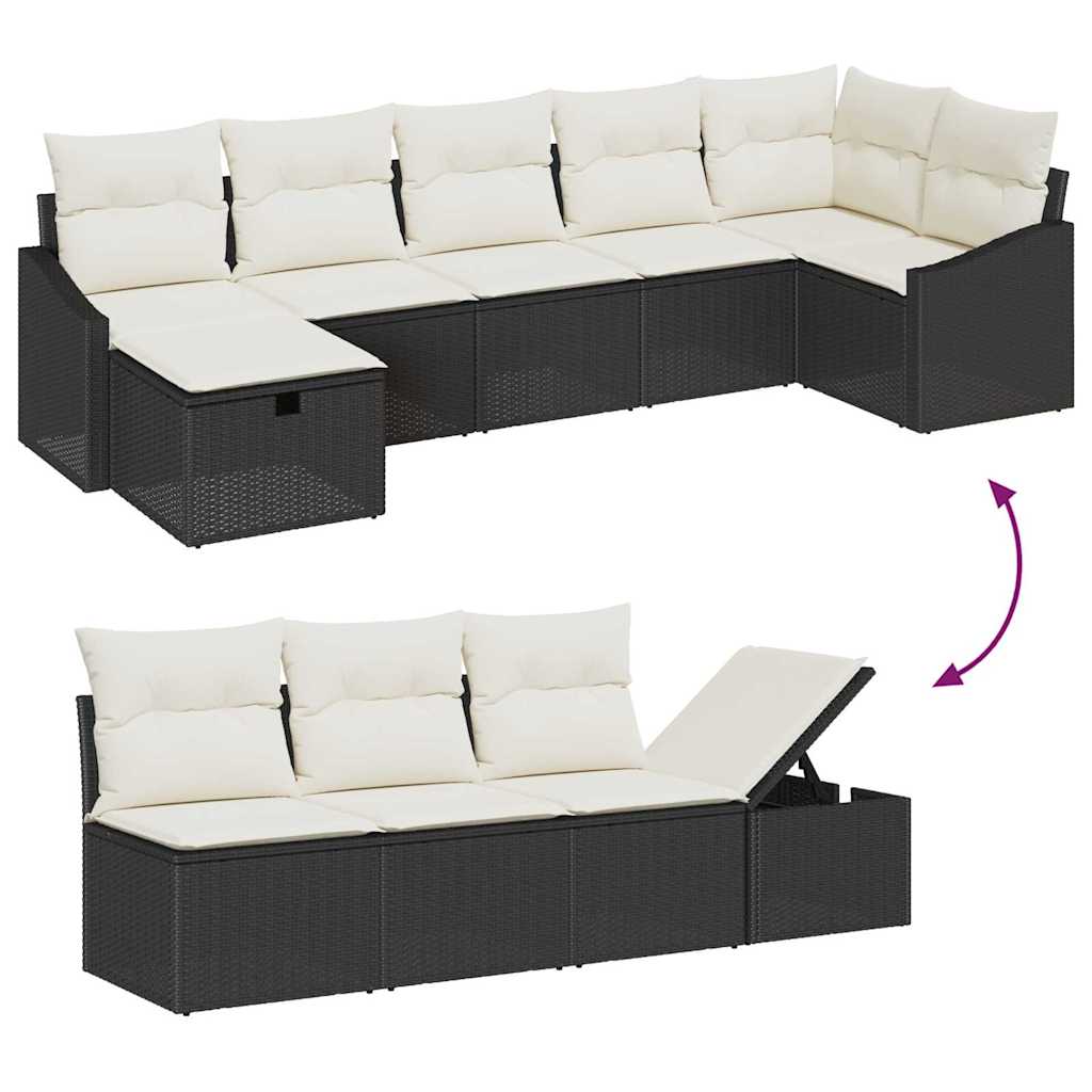 Ensemble de Canapés avec coussin 7 pcs Noir polyrotin - XIOS