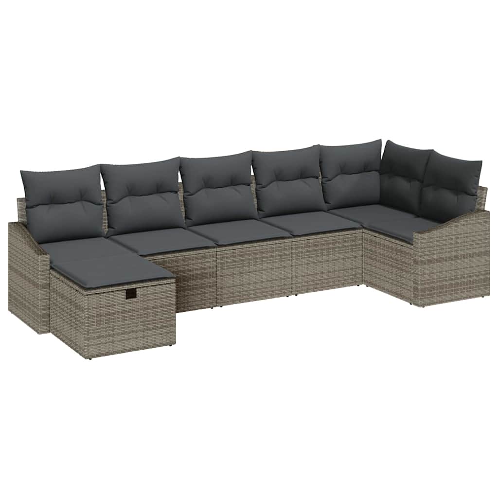 Ensemble de Canapés avec coussin 7 pcs Gris polyrotin - XIOS