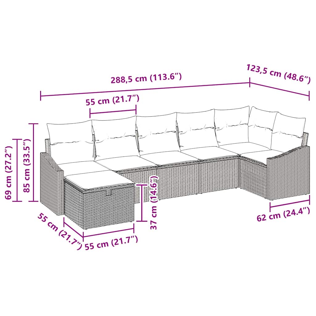 Ensemble de Canapés avec coussin 7 pcs Gris polyrotin - XIOS