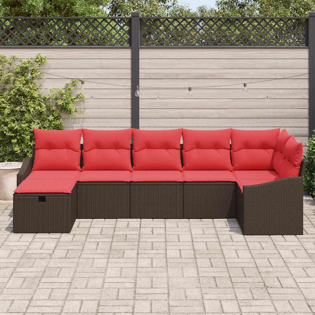 Ensemble de Canapés avec coussin avec stockage Marron polyrotin