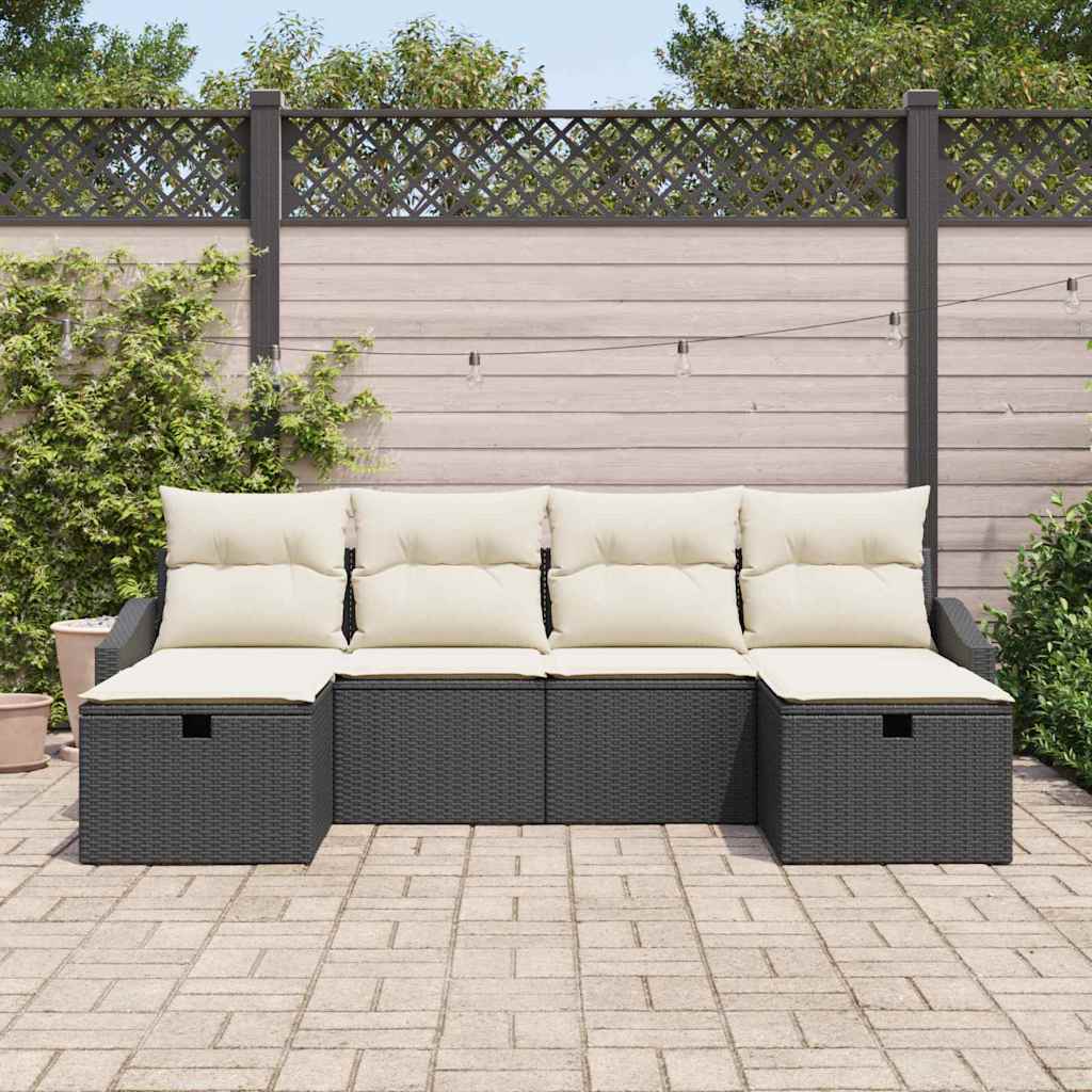 Ensemble de canapé de jardin avec coussin 6 pcs Noir Poly rotin - XIOS