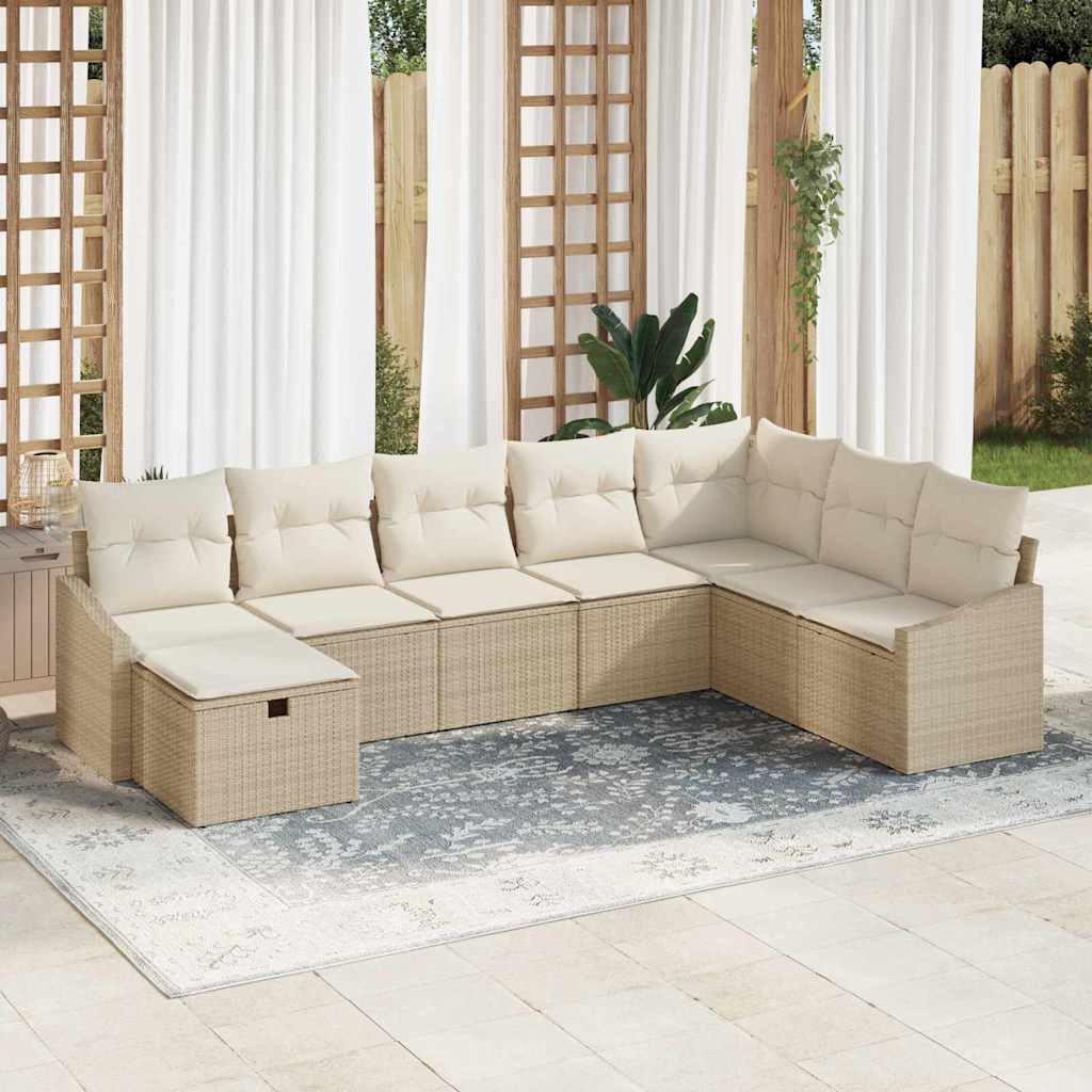 Ensemble de canapé de jardin avec coussin 8 pcs polyrotin - XIOS