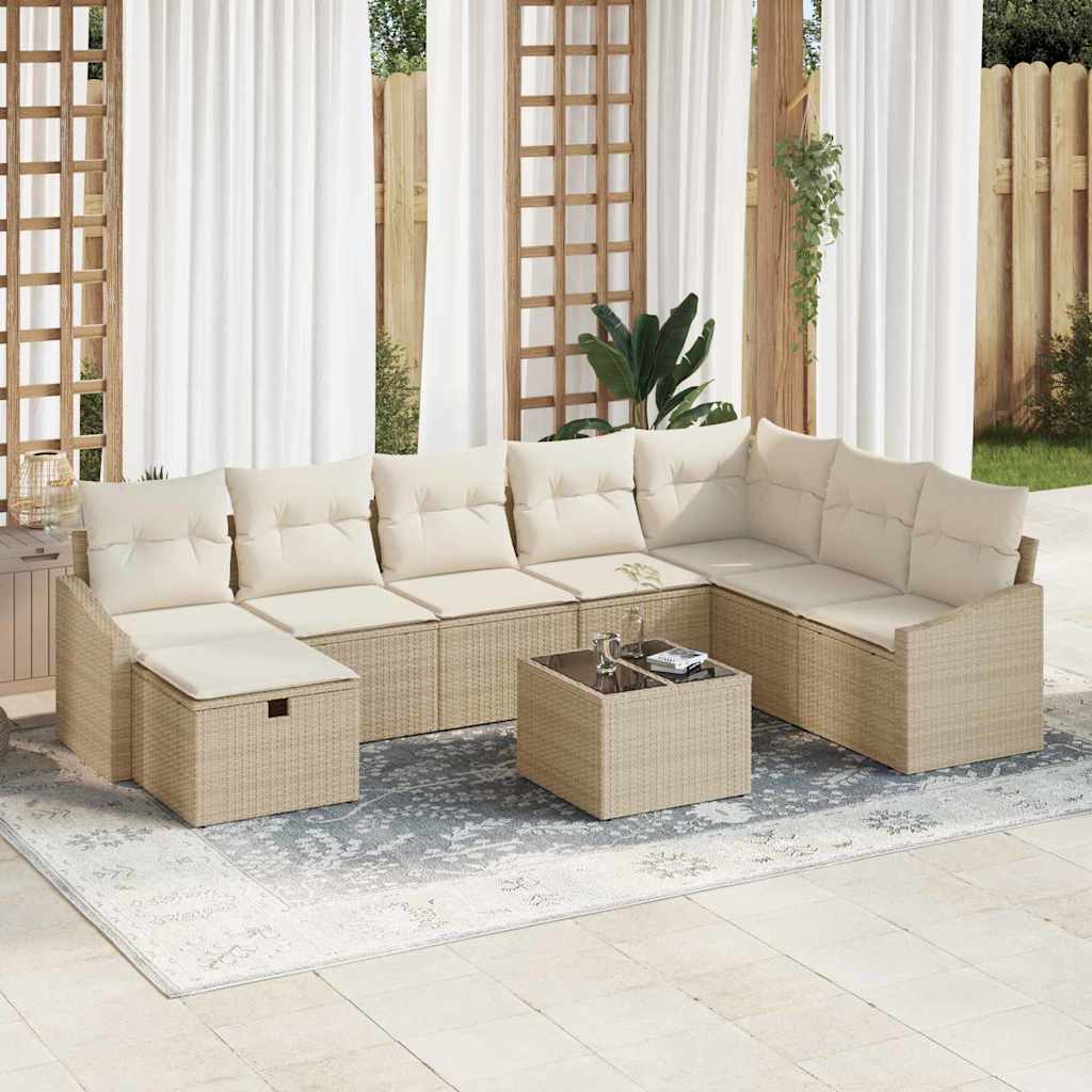 Ensemble de canapé de jardin avec coussin 9 pcs polyrotin - XIOS