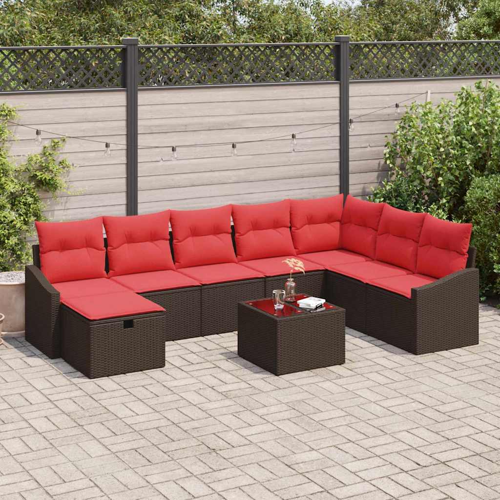 Ensemble de canapé de jardin 9 pc polyrotin