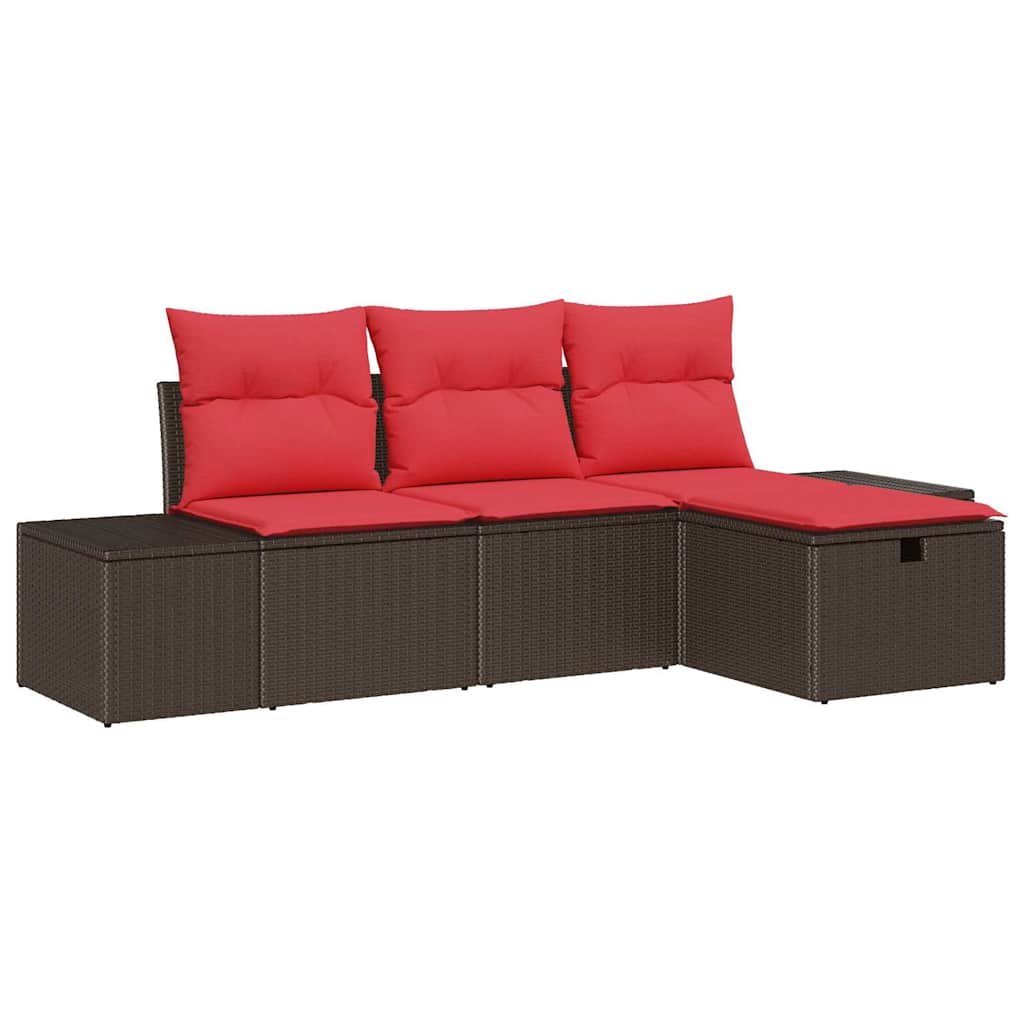 Ensemble de canapé de jardin avec coussin 4 pcs polyrotin - XIOS