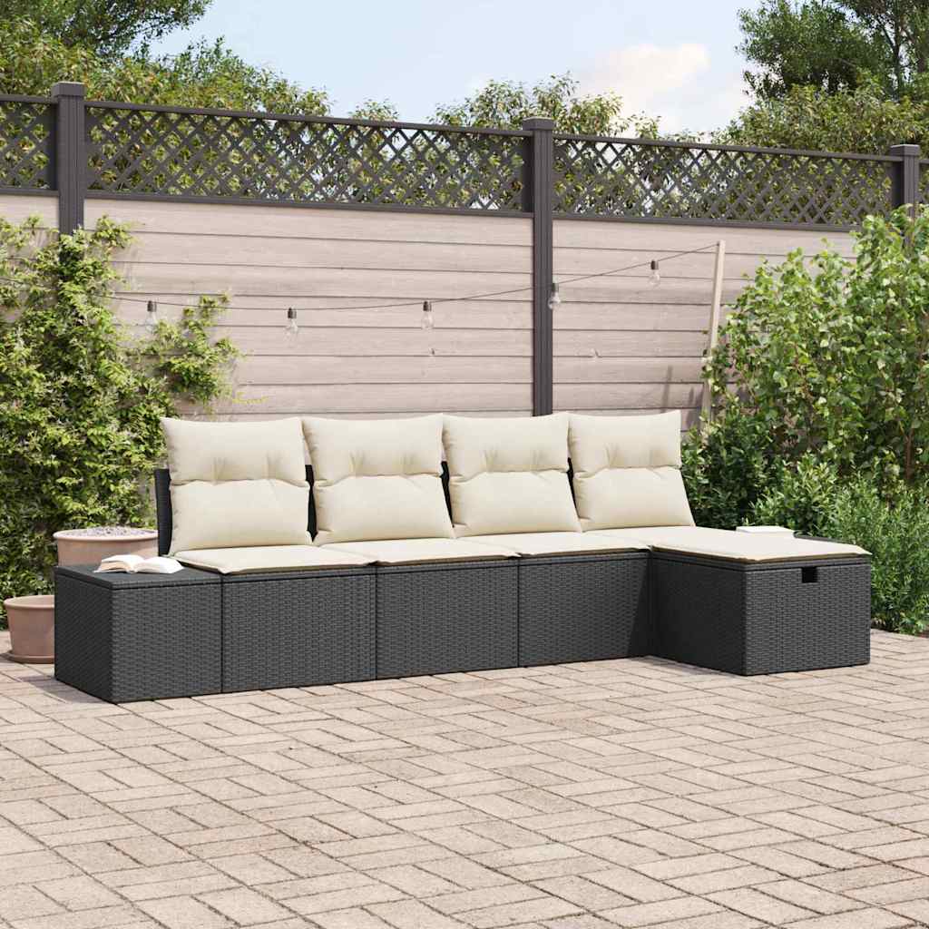 Ensemble de canapé de jardin avec coussin 5 pcs polyrotin - XIOS