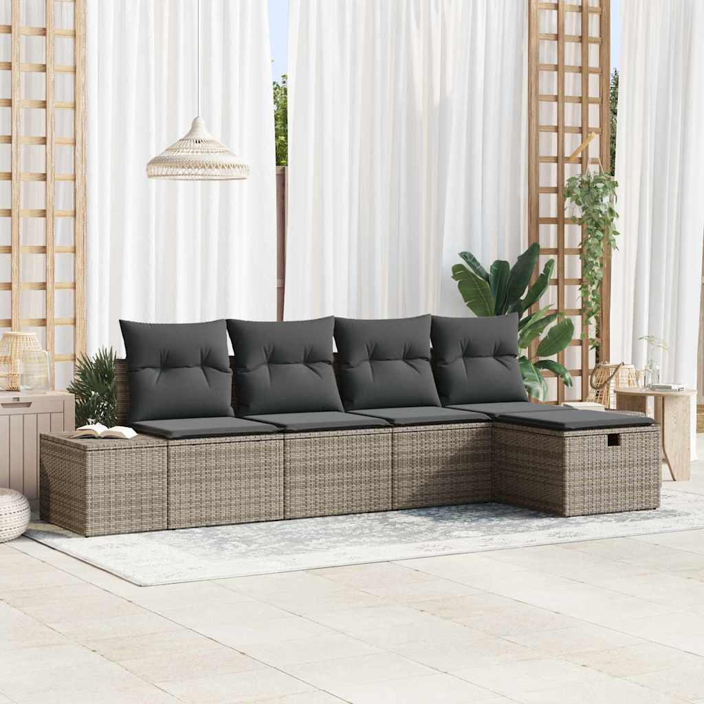 Ensemble de canapé de jardin avec coussin 5 pcs Gris polyrotin - XIOS