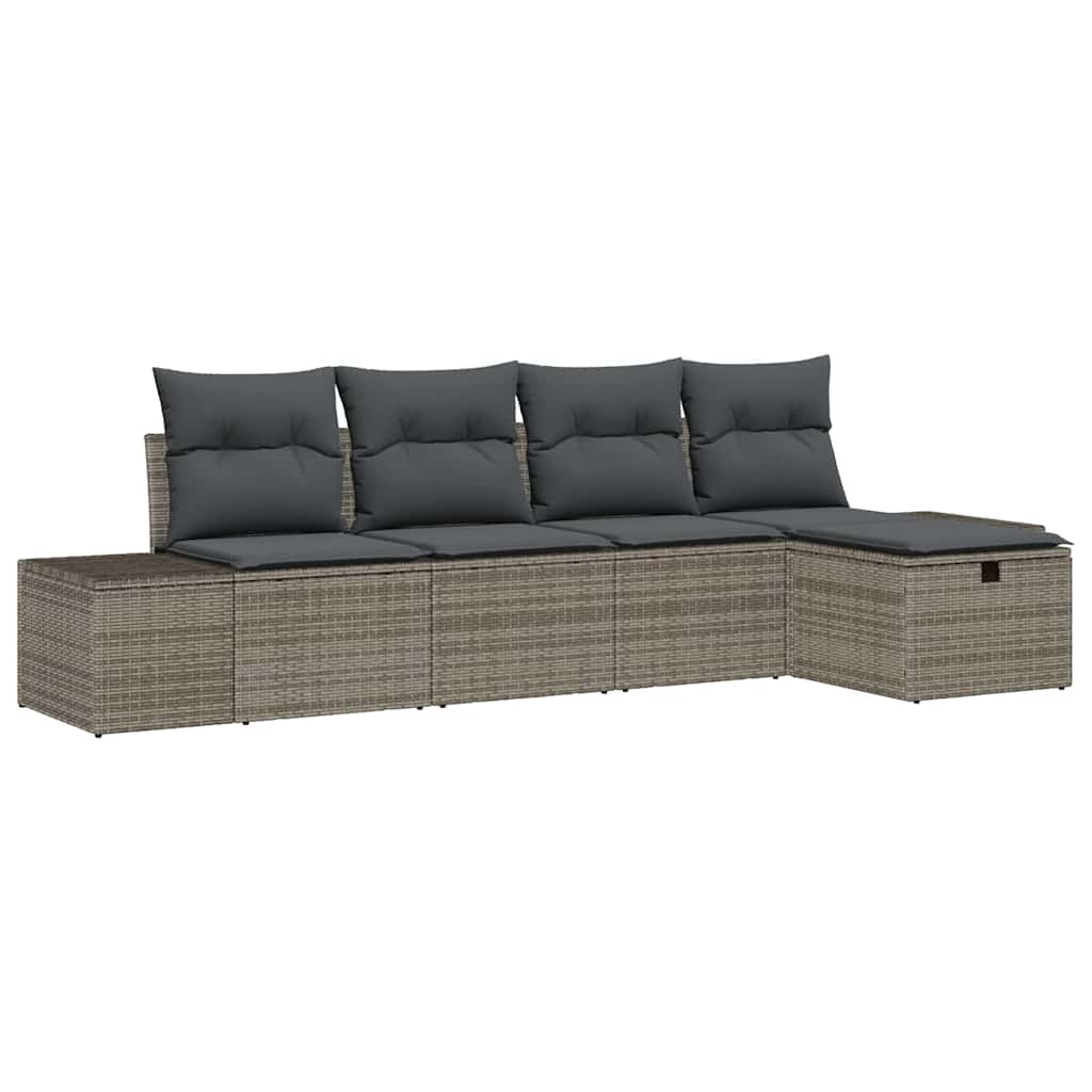 Ensemble de canapé de jardin avec coussin 5 pcs Gris polyrotin - XIOS
