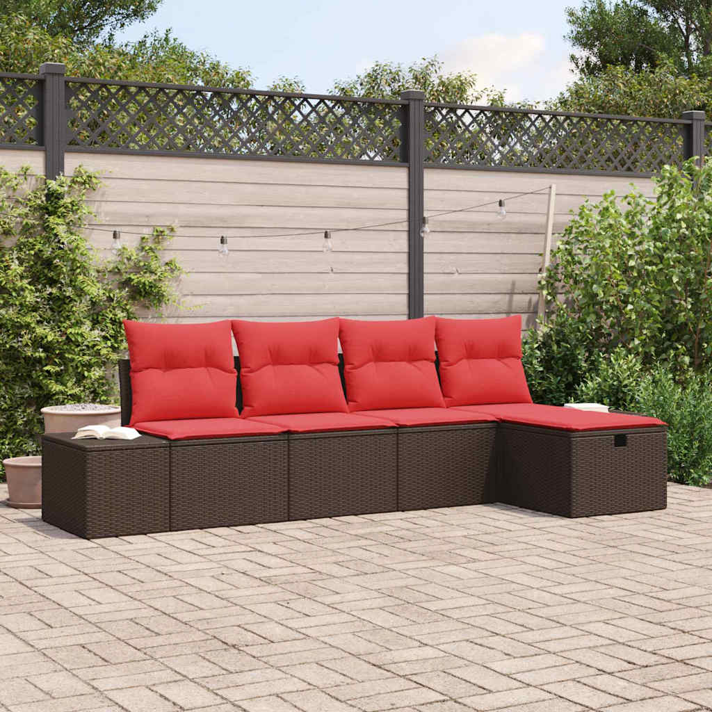 Ensemble de canapé de jardin 5 pcs Marron polyrotin - XIOS