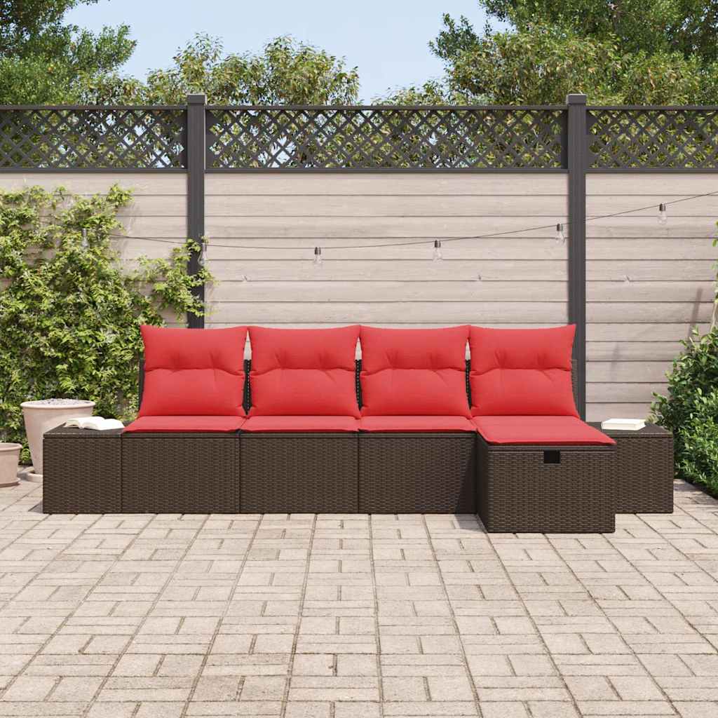 Ensemble de canapé de jardin 5 pcs Marron polyrotin - XIOS