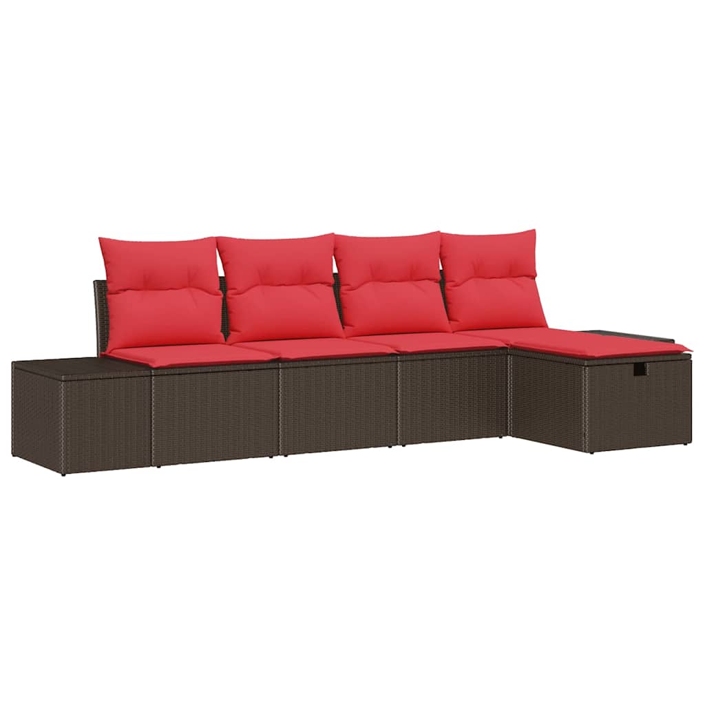 Ensemble de canapé de jardin 5 pcs Marron polyrotin - XIOS