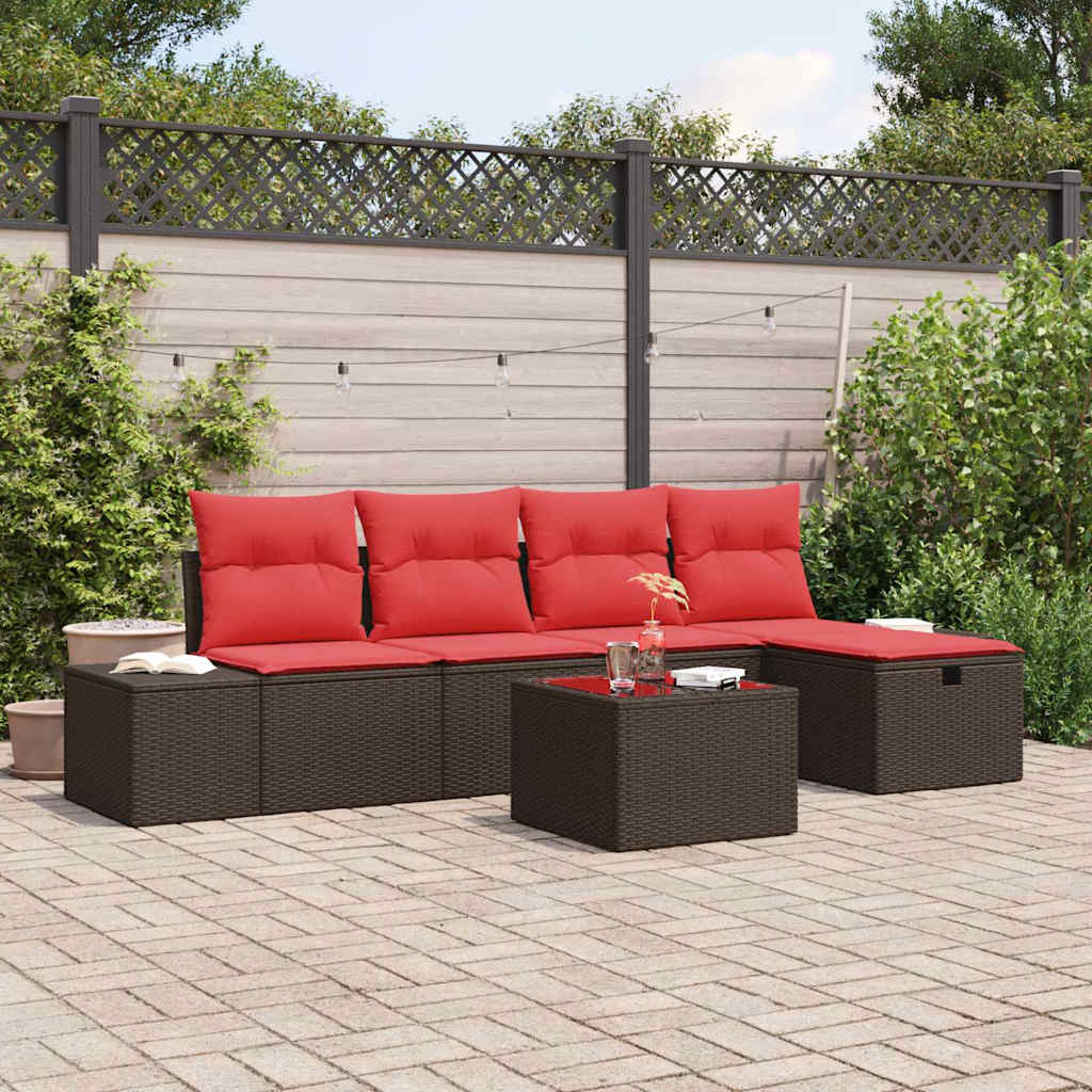 Ensemble de canapé de jardin 6 pcs Marron polyrotin - XIOS