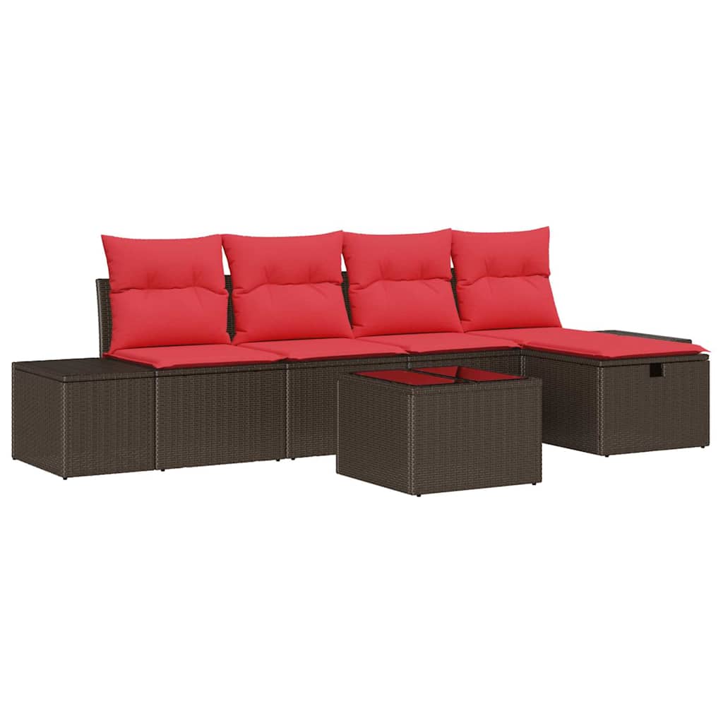 Ensemble de canapé de jardin 6 pcs Marron polyrotin - XIOS
