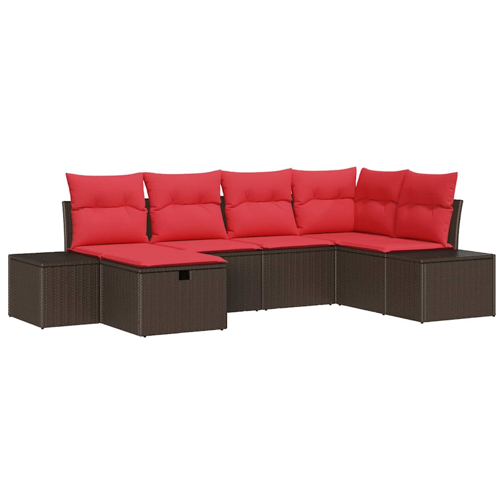 Ensemble de canapé de jardin 6 pcs Marron polyrotin - XIOS