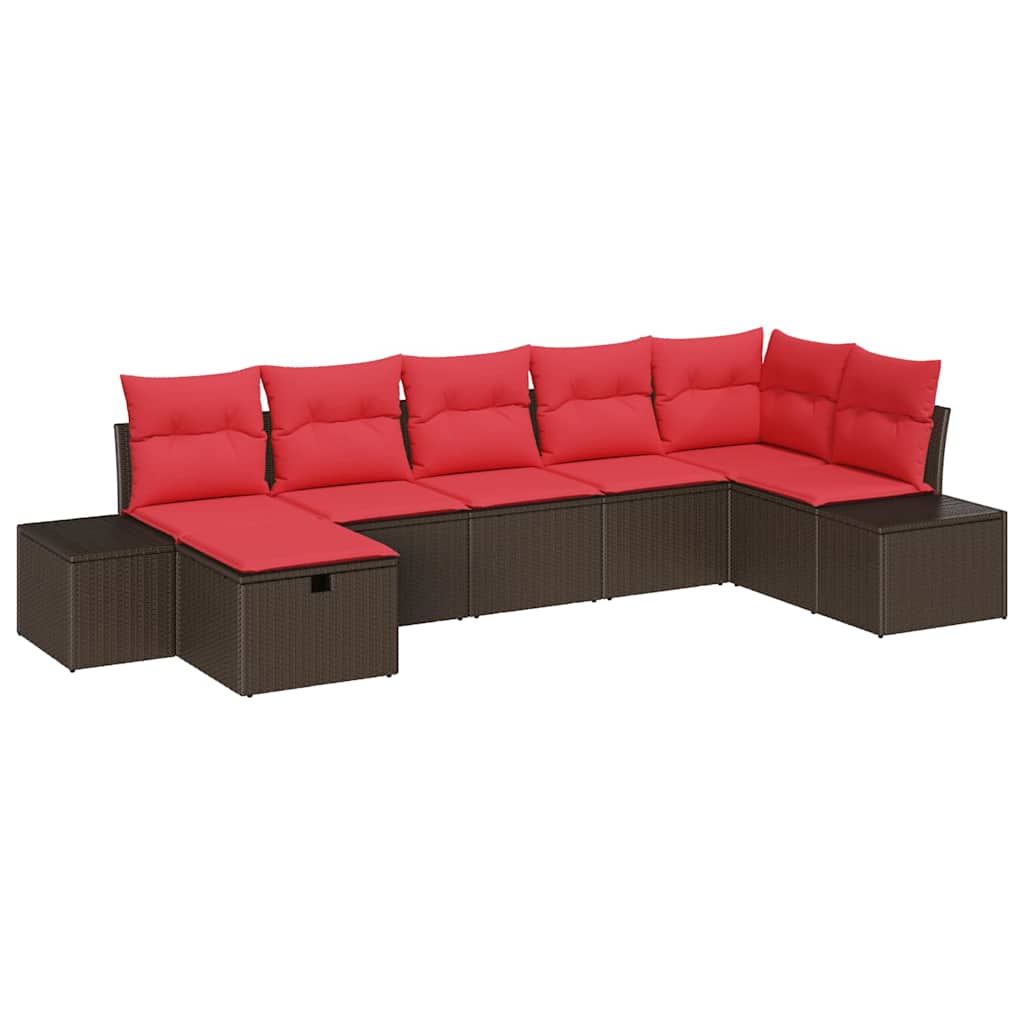 Ensemble de canapé de jardin 7 pcs Marron polyrotin - XIOS