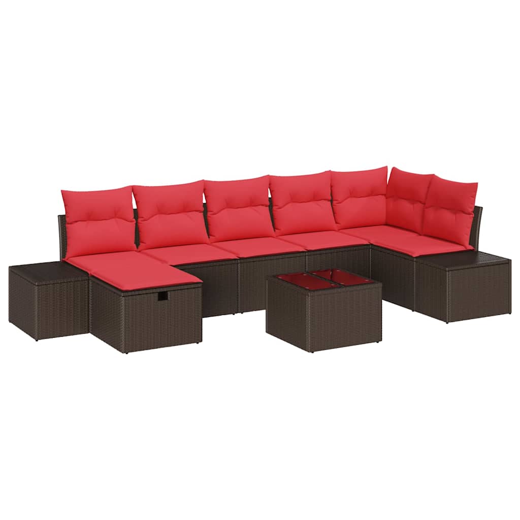 Ensemble de canapé de jardin 8 pcs Marron polyrotin - XIOS